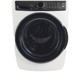 White front load washer with circular black door and digital control panel for washers and appliances collections