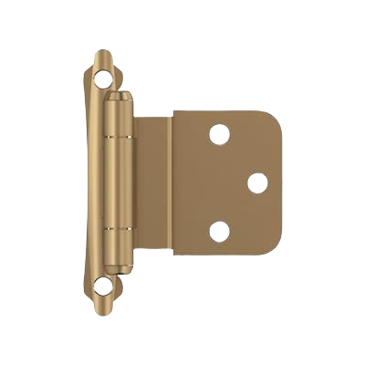 Champagne bronze inset cabinet hinge with self-closing feature for home improvement and hardware projects