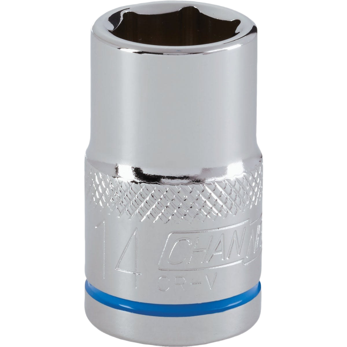 Chrome finish 14mm 6-point shallow socket with textured grip for Sockets & Ratchets and Hand Tools collections