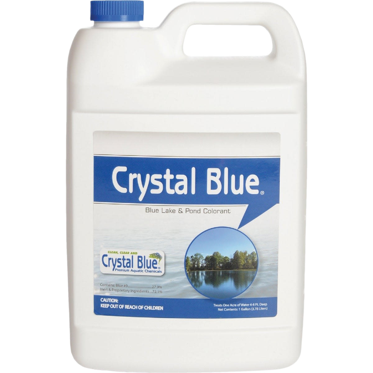 One gallon container of blue pond colorant for enhancing water appearance in lawn and garden pond accessories under $100