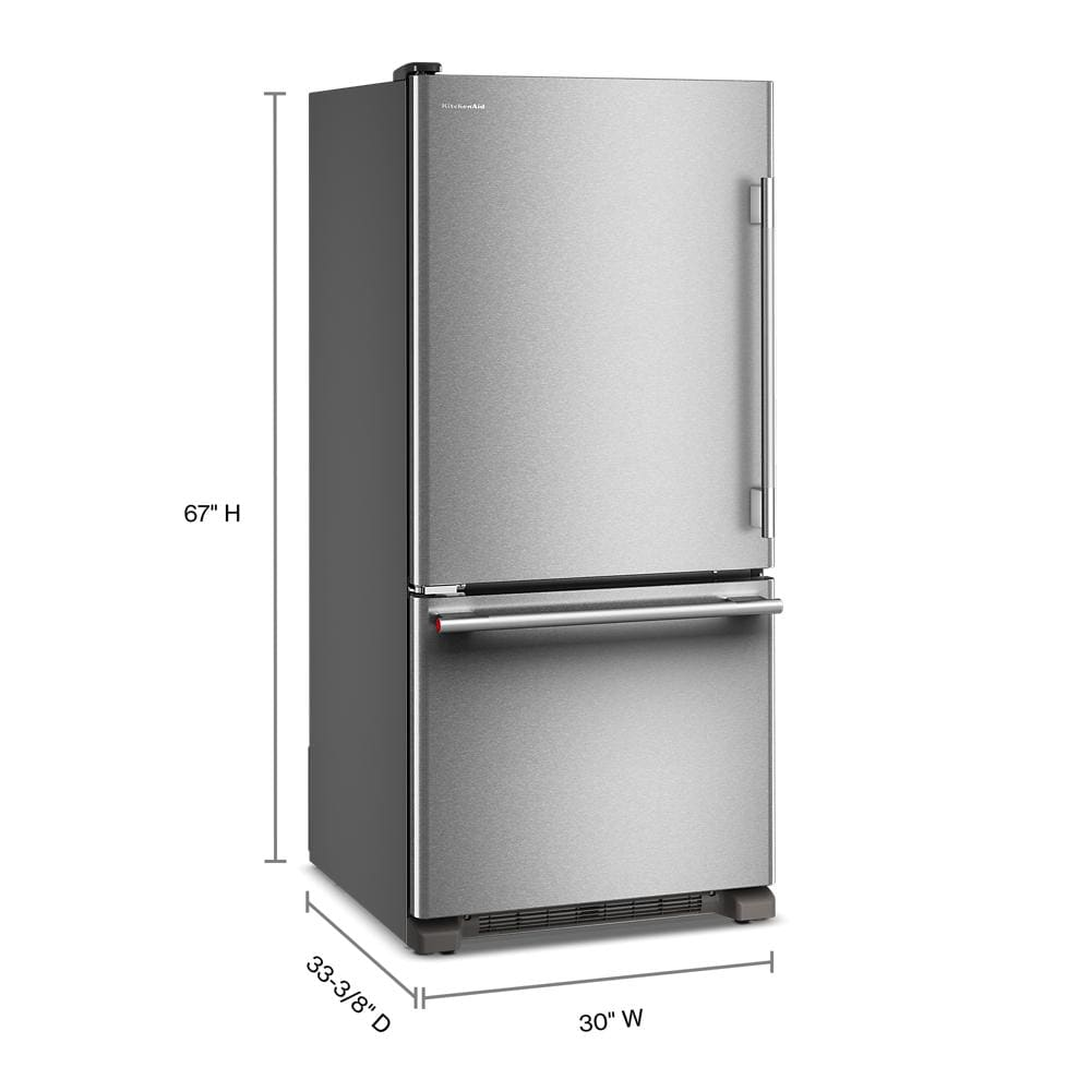 19 Cu. Ft. 30-Inch Standard-Depth Bottom Mount Refrigerator with Left Door Swing