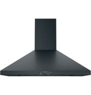 Matte black wall-mount pyramid chimney hood with sleek design for modern kitchens and wall mounted range hoods collection