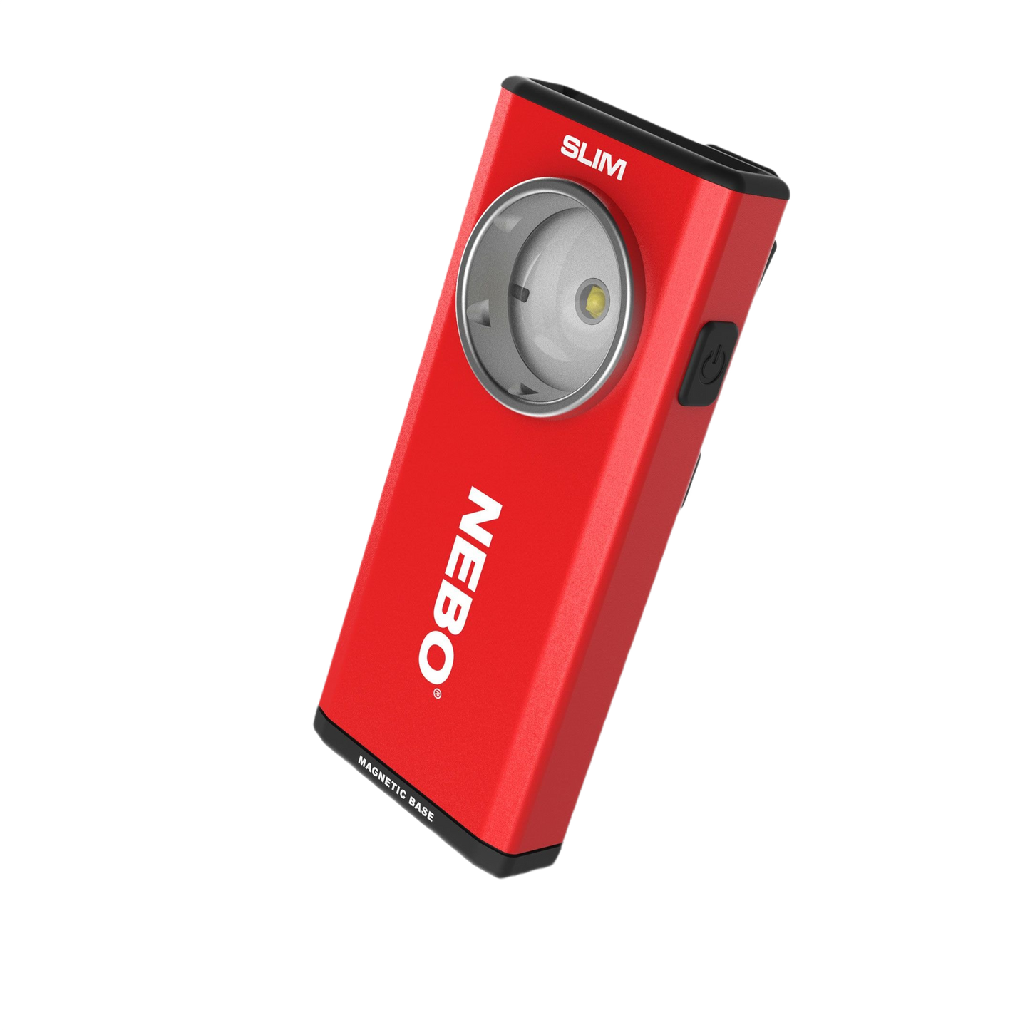 Compact red rechargeable LED pocket light with magnetic base for hands-free use in tools and home improvement