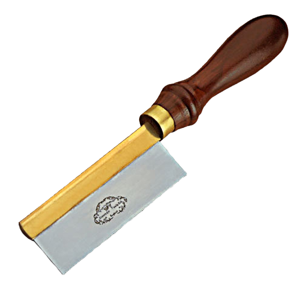 Wood-handled gents saw with brass back and sharp steel blade for precision cutting in home improvement tasks