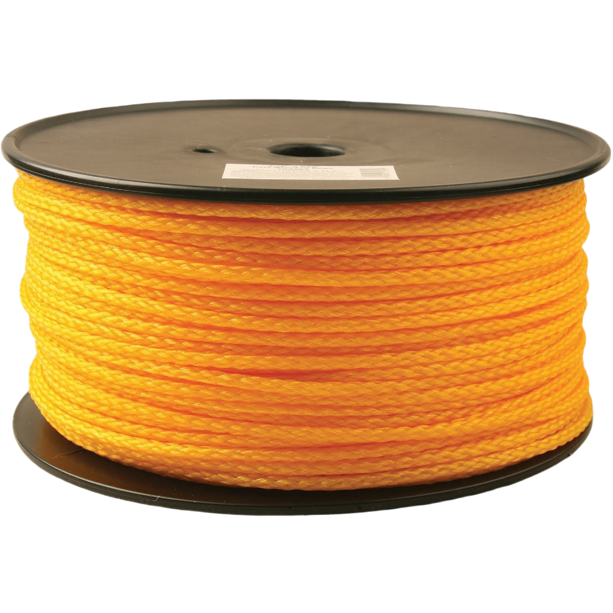Spool of yellow braided polypropylene rope designed for durable use in tools and home improvement projects