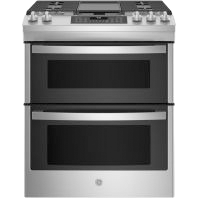 GE 30" Slide-In Front Control Gas Double Oven Range