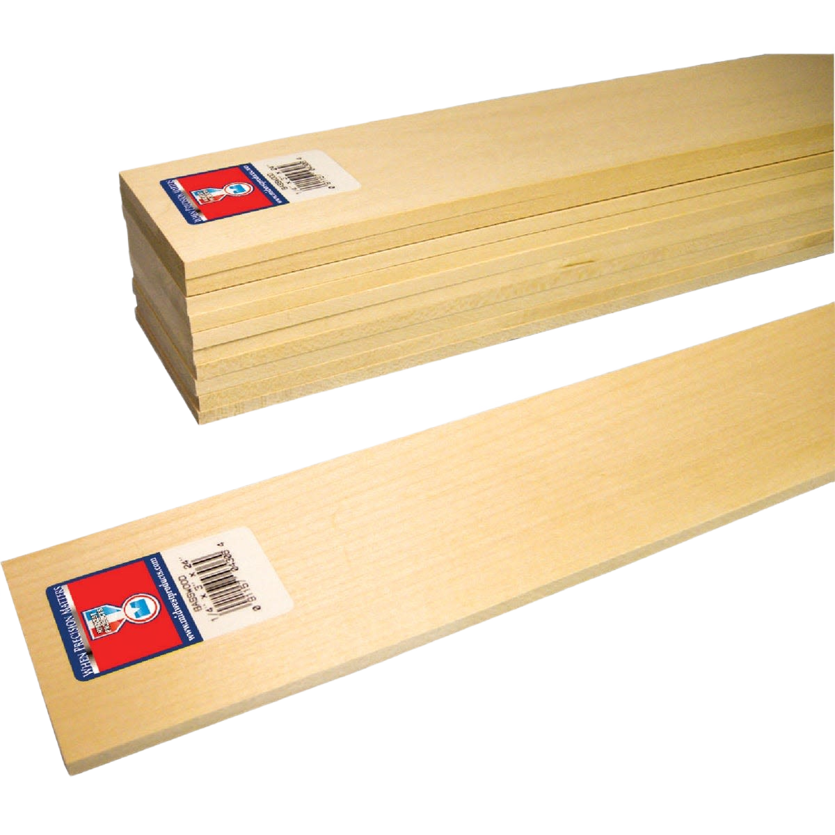 Stack of smooth basswood crafting boards with product labels, suitable for woodworking and home improvement projects