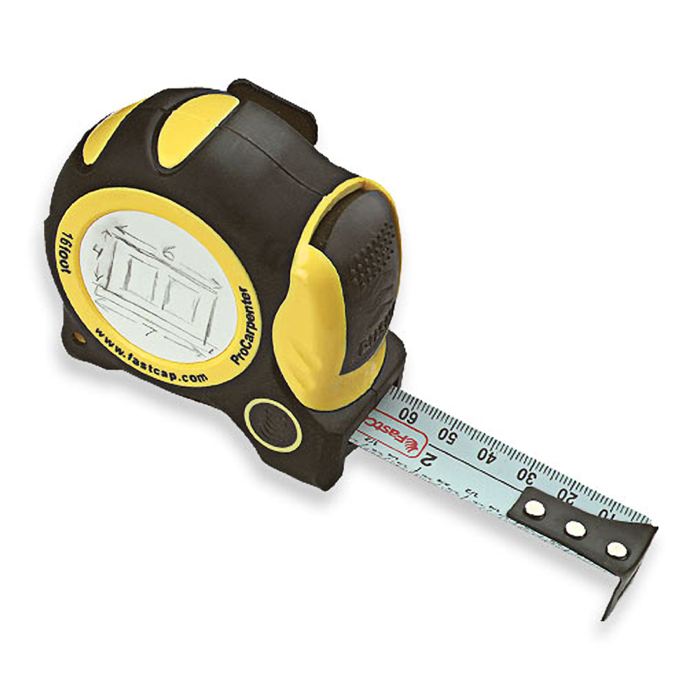 16 ft. autolock tape measure with erasable note pad and built-in pencil sharpener for woodworking and home improvement tasks