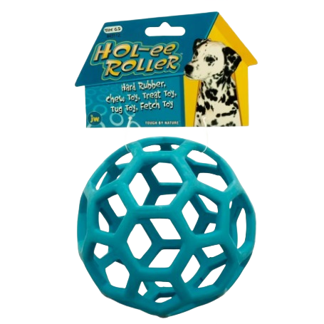 Large blue open lattice dog toy made of durable rubber for interactive play in pet and animal supplies collections