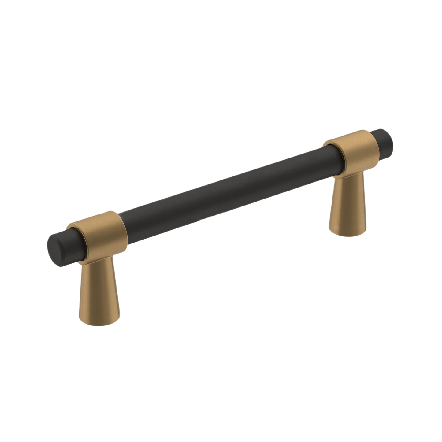 Matte black and polished chrome cabinet pull with champagne bronze accents for modern furniture hardware collections