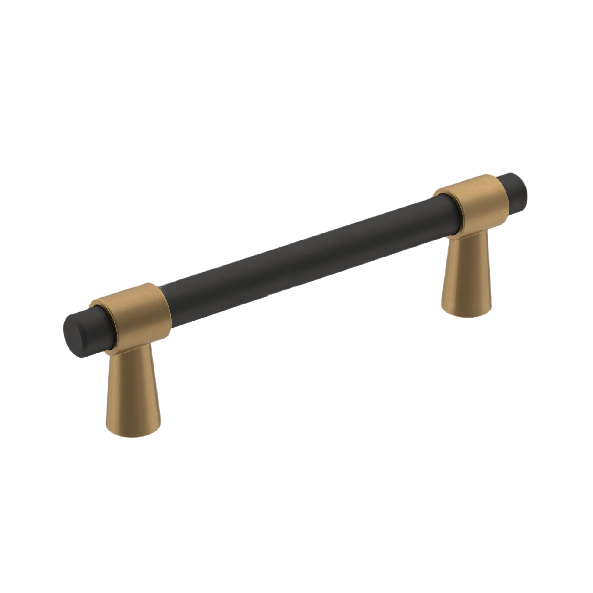 Matte black and polished chrome cabinet pull with champagne bronze accents for modern furniture hardware collections