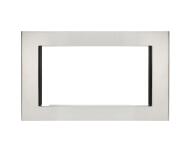 Brushed stainless steel microwave trim kit designed for 30-inch built-in microwaves in kitchen appliance settings