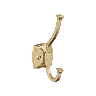 Two prong champagne bronze wall hook for bathroom and robe storage in accessories and hardware collections under $50