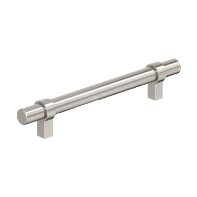Satin nickel cabinet pull with modern cylindrical design for home improvement and hardware upgrade projects