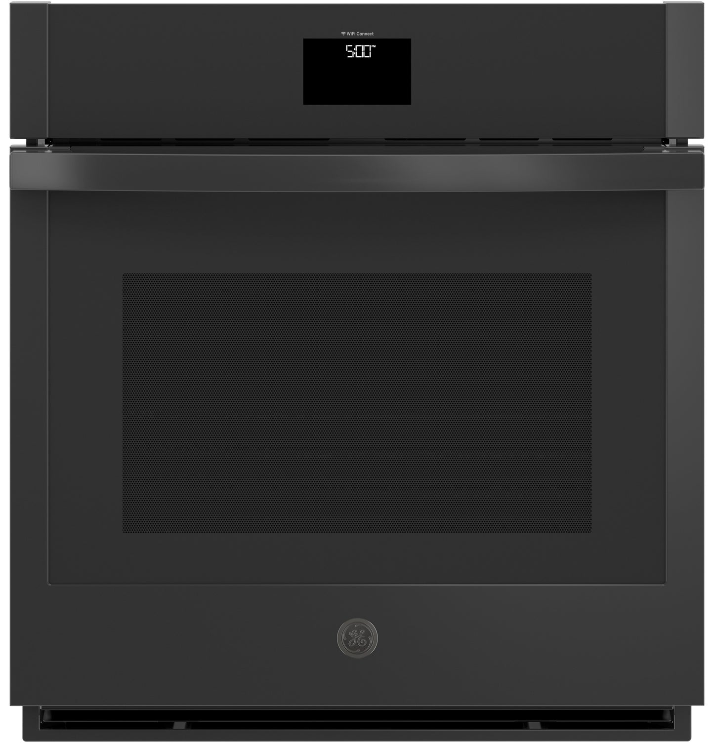 Matte black smart built-in convection wall oven with digital display in kitchen appliances collection