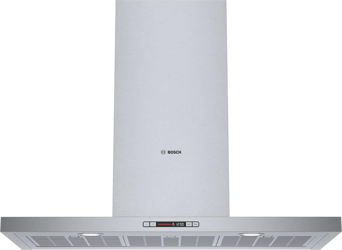 stainless steel 36-inch wall mount range hood with digital controls and halogen lighting for kitchen appliances