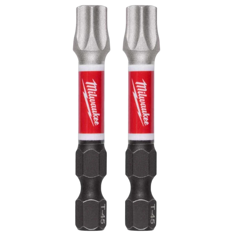 Pair of durable 2-inch T45 impact driver bits with shock-absorbing shanks for power tool accessories under $50
