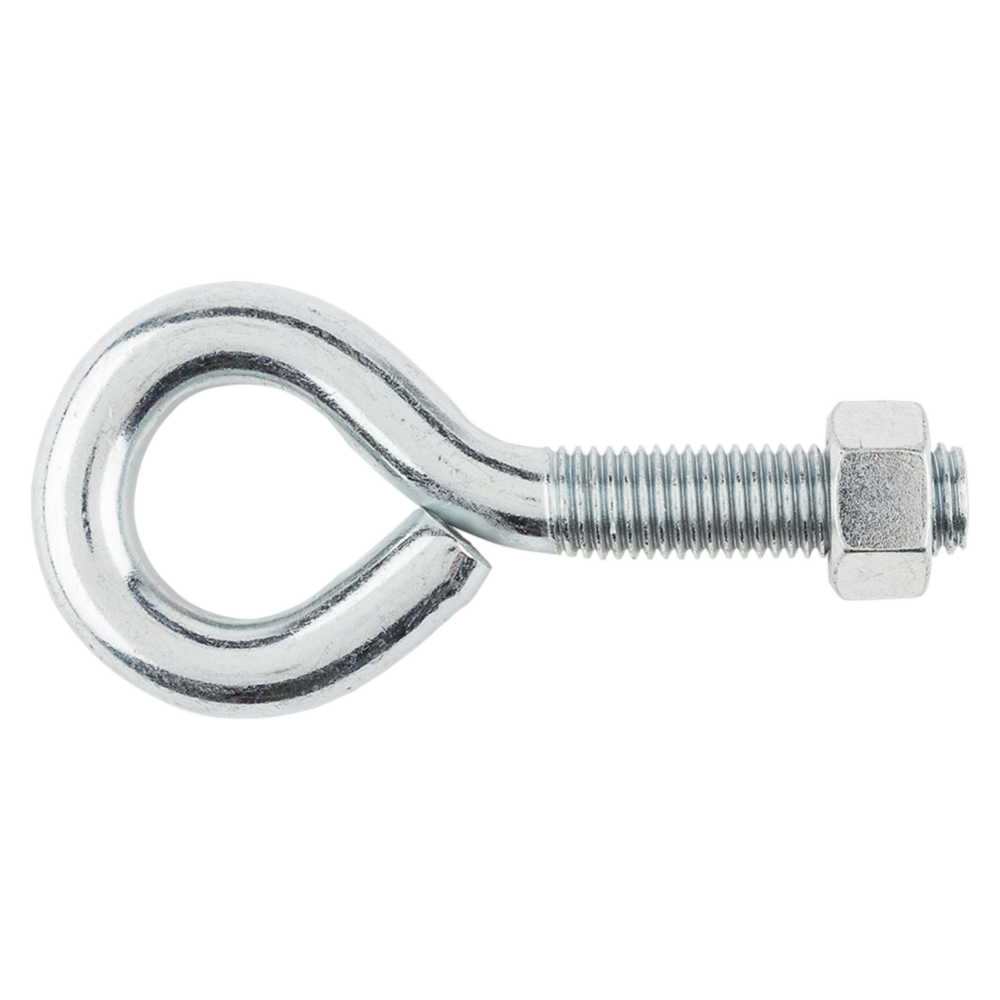 Zinc eye bolt with hex nut, threaded fastener for hardware and home improvement projects under $50 tools