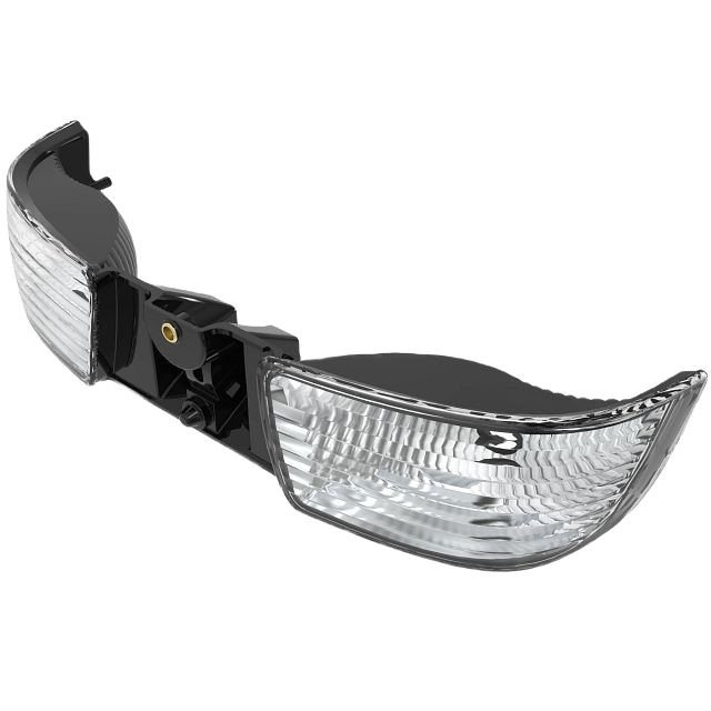 Front headlight housing with clear lenses and black frame for John Deere vehicles in automotive parts collections