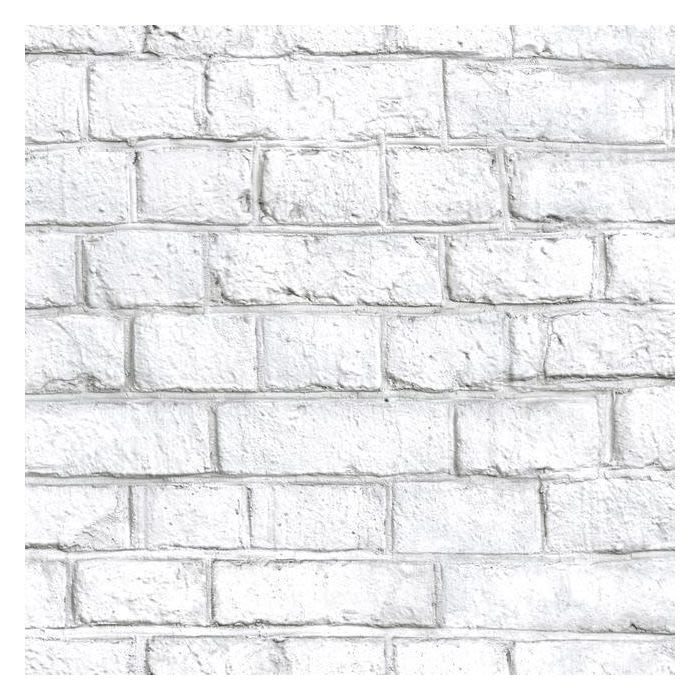 Whitewashed brick pattern peel and stick wallpaper panel for easy wall makeover in home improvement projects