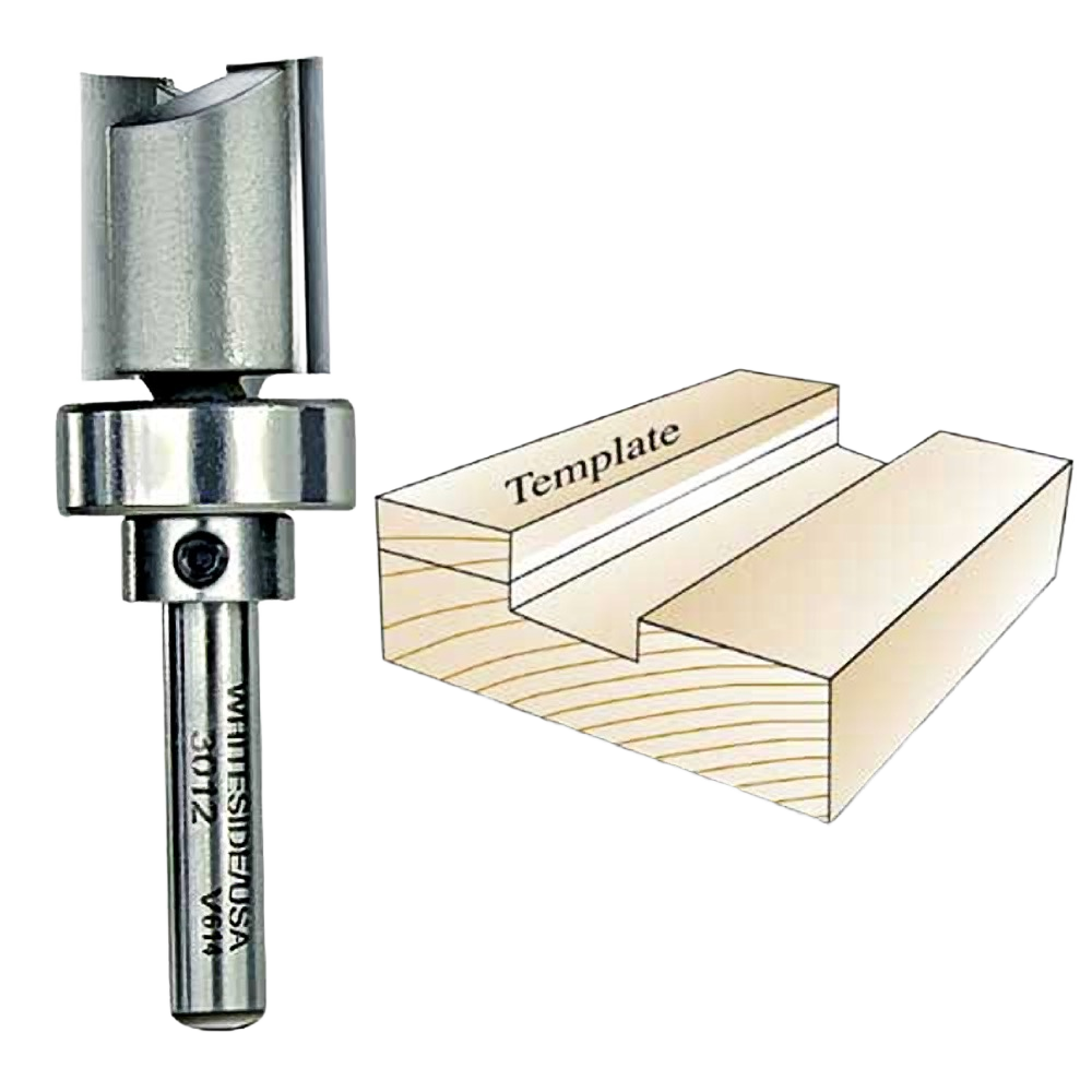 Whiteside template router bit with bearing, ideal for precision wood shaping in tool accessories and drill bits collections