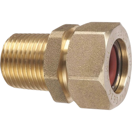 Brass male fitting for plumbing use in gas piping systems, suitable for Home Improvement and Plumbing collections under $50