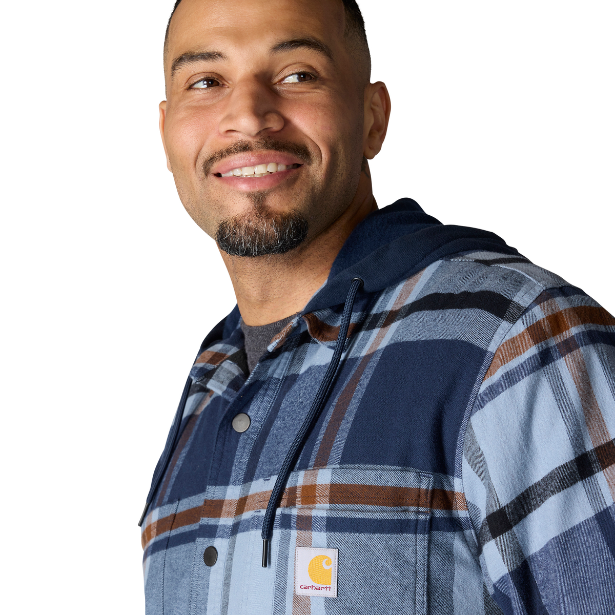 Carhartt Hamilton Relaxed Plaid Shirt Jac - Navy, Small