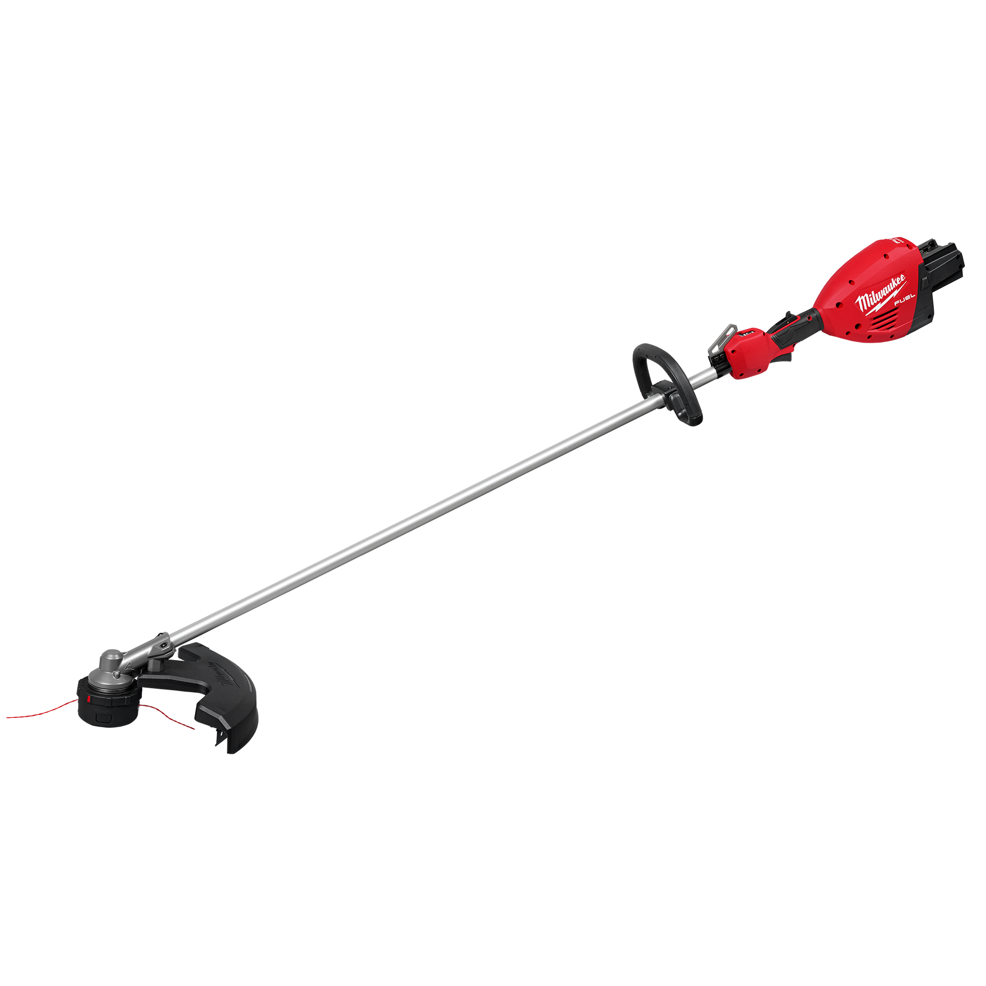 Red and black cordless electric string trimmer for lawn care from Milwaukee Outdoor Power Tools collection