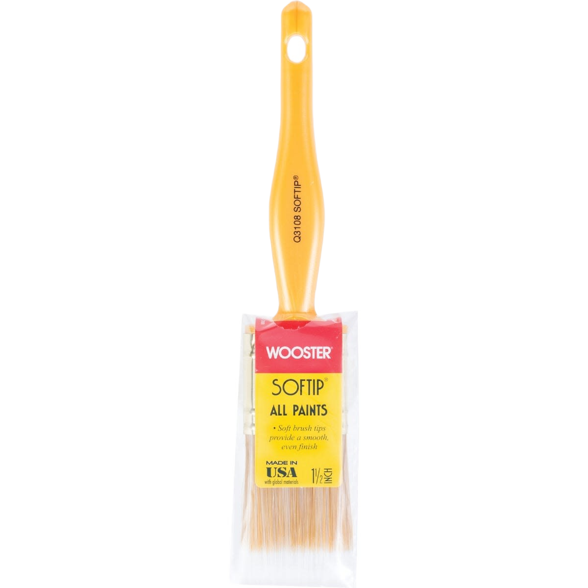 Wooster 1-1/2 inch Softip paint brush with synthetic bristles for smooth finishes in home improvement projects