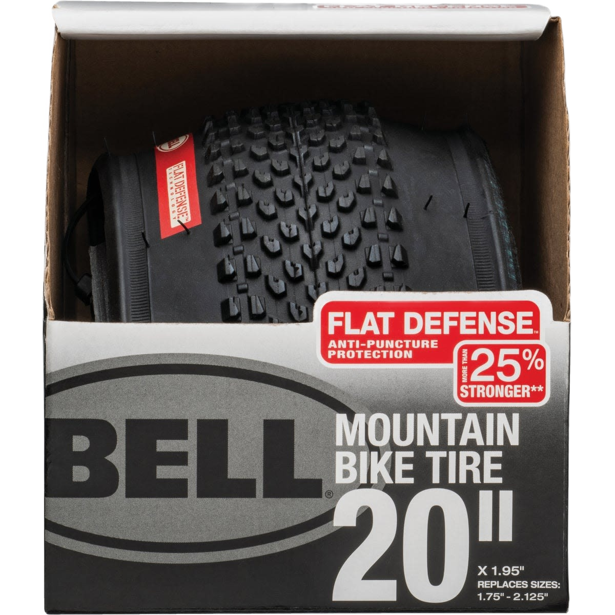Mountain bike tire with reinforced Kevlar layer and flat defense for puncture protection in Parts & Lubricants collections under $100