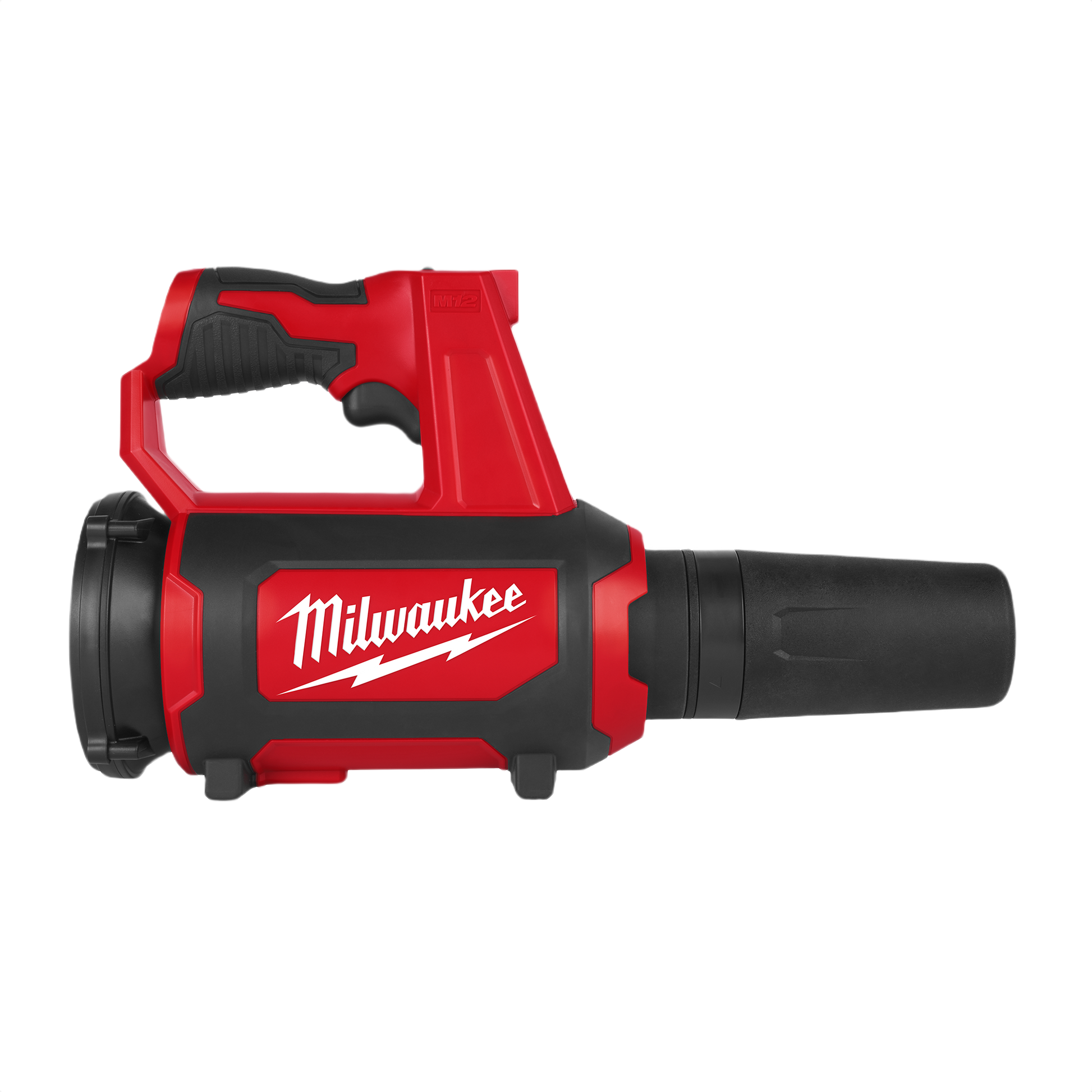 Red and black Milwaukee compact cordless spot blower with ergonomic grip for portable tools and home improvement tasks
