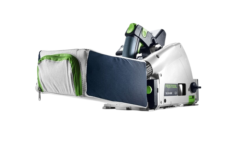 Festool track saw with attached dust bag for efficient dust capture in tool and power tool accessories collections