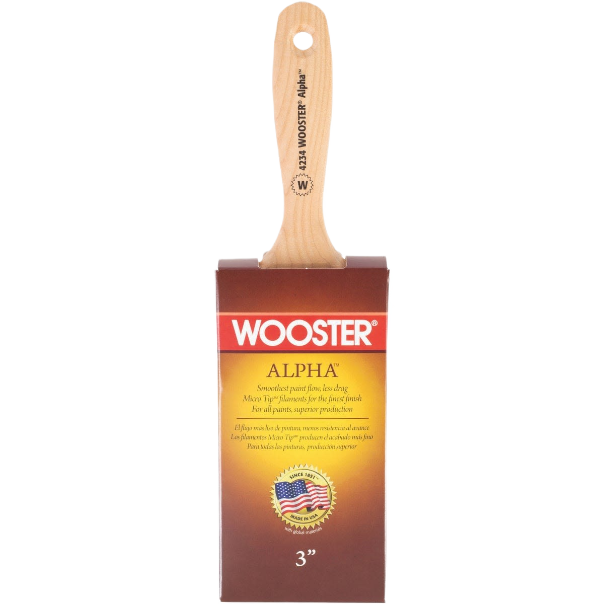 3-inch firm wall paintbrush with wooden handle and synthetic bristles for home improvement and painting projects
