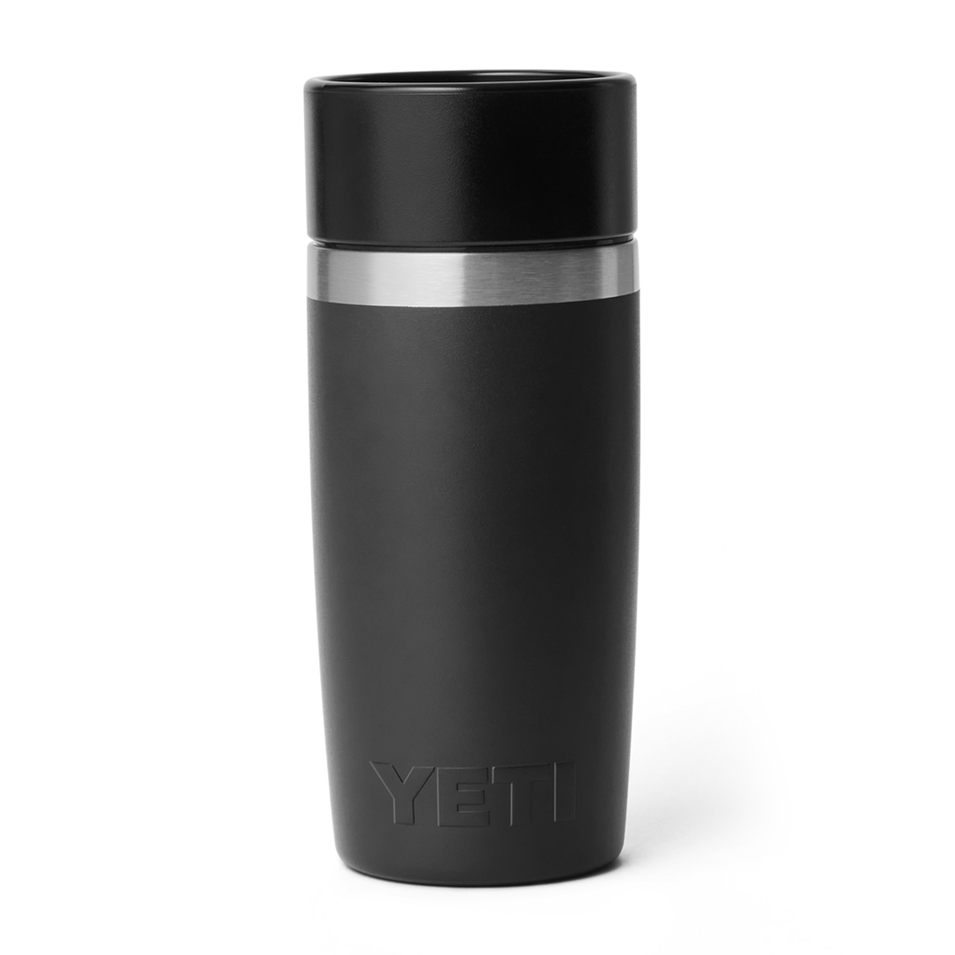 Black stainless steel insulated travel bottle with double-wall vacuum design from drinkware collection