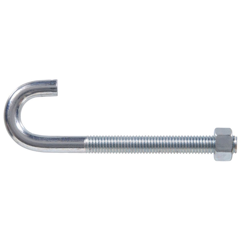 Zinc-plated 1/4-20 J-bolt with hex nut for hardware and fastener use in home improvement projects under $50