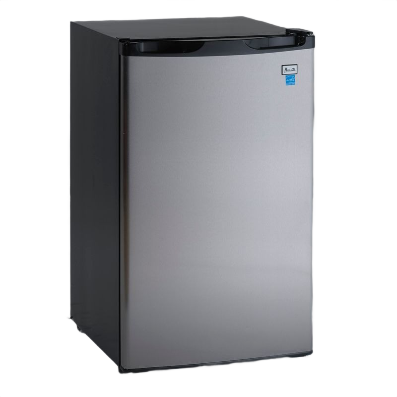 Compact counterhigh refrigerator with black body and stainless steel door from Appliances and Kitchen collections