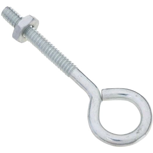 Zinc-plated metal eye bolt with hex nut for securing hardware in fasteners and lumber building materials collections under $50