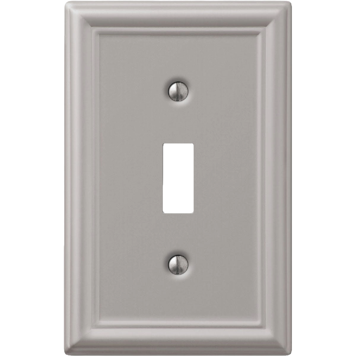 Brushed nickel 1-gang toggle switch wall plate with stamped steel design from electrical wall plates collection