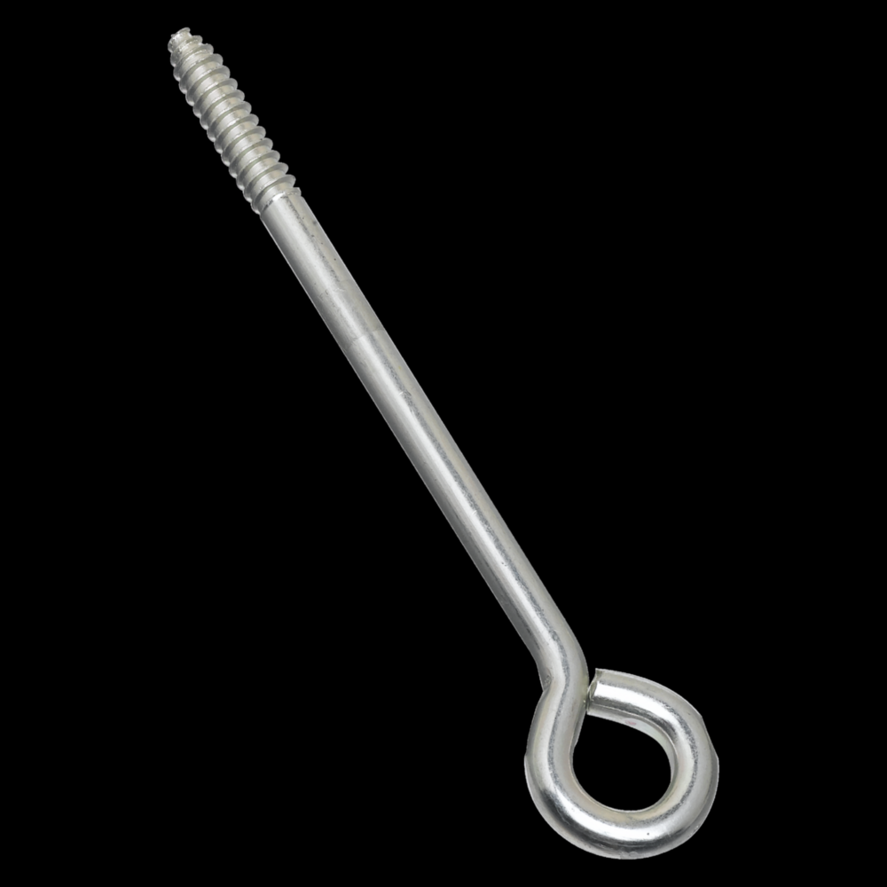 Zinc-plated lag screw eye with threaded shaft for fastening in hardware, hooks & eyes, and home improvement projects under $50