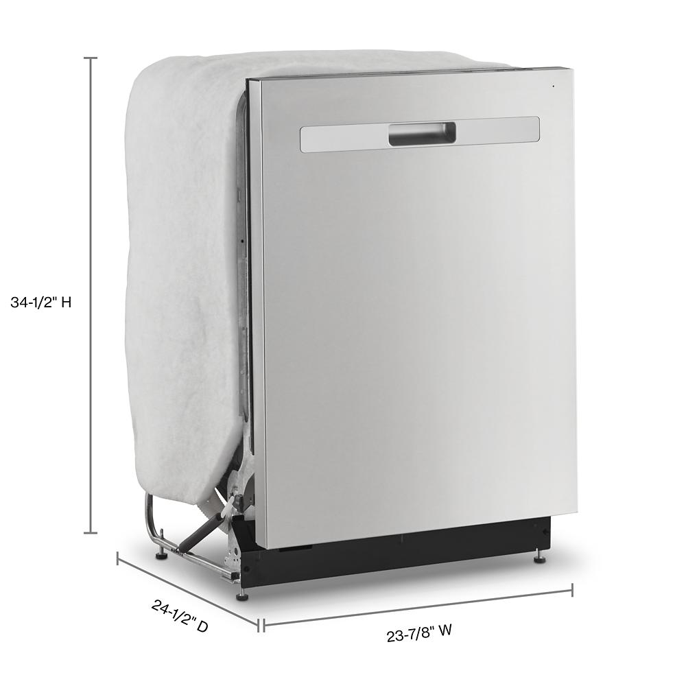 Stainless steel dishwasher with pocket handle and insulation covering for kitchen appliances and home improvement collections