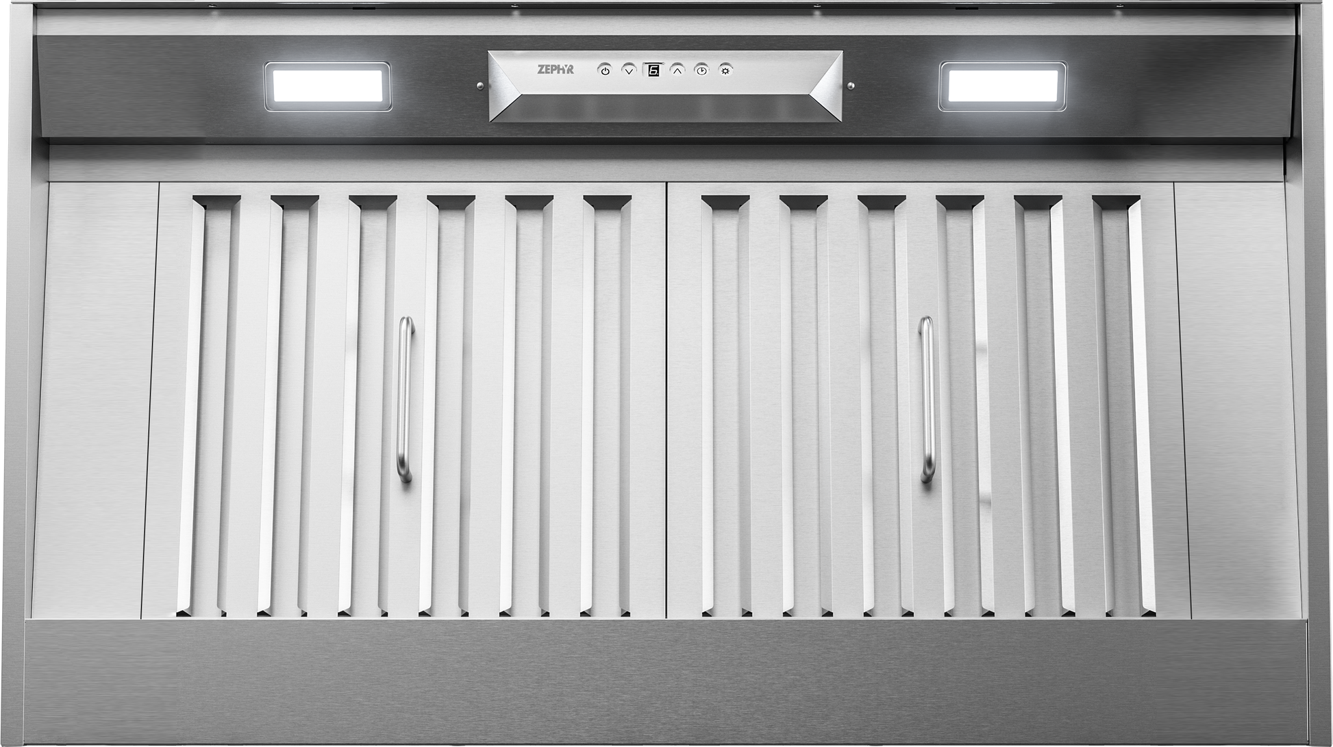 Stainless steel insert range hood with dual LED lights and vent filters from kitchen and appliances collection