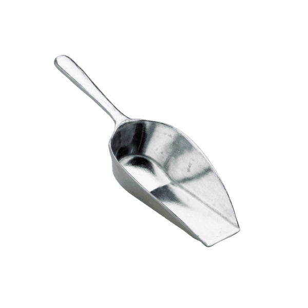 Stainless steel flat-bottom utility scoop with straight edge, ideal for kitchenware and cooking utensil use under $50