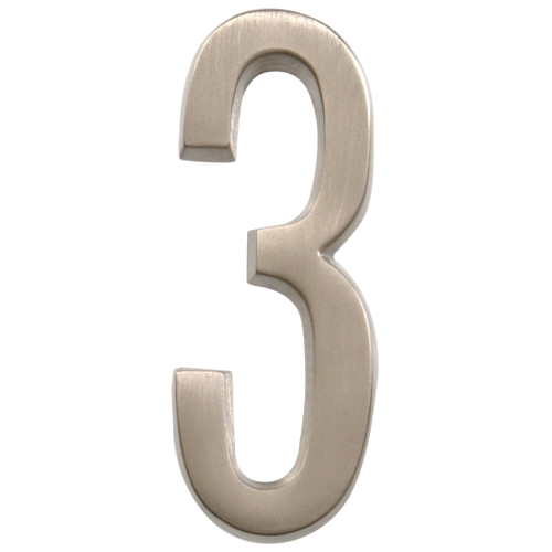Hillman 4" Adhesive House Number 3 Nickel, 2-Pack