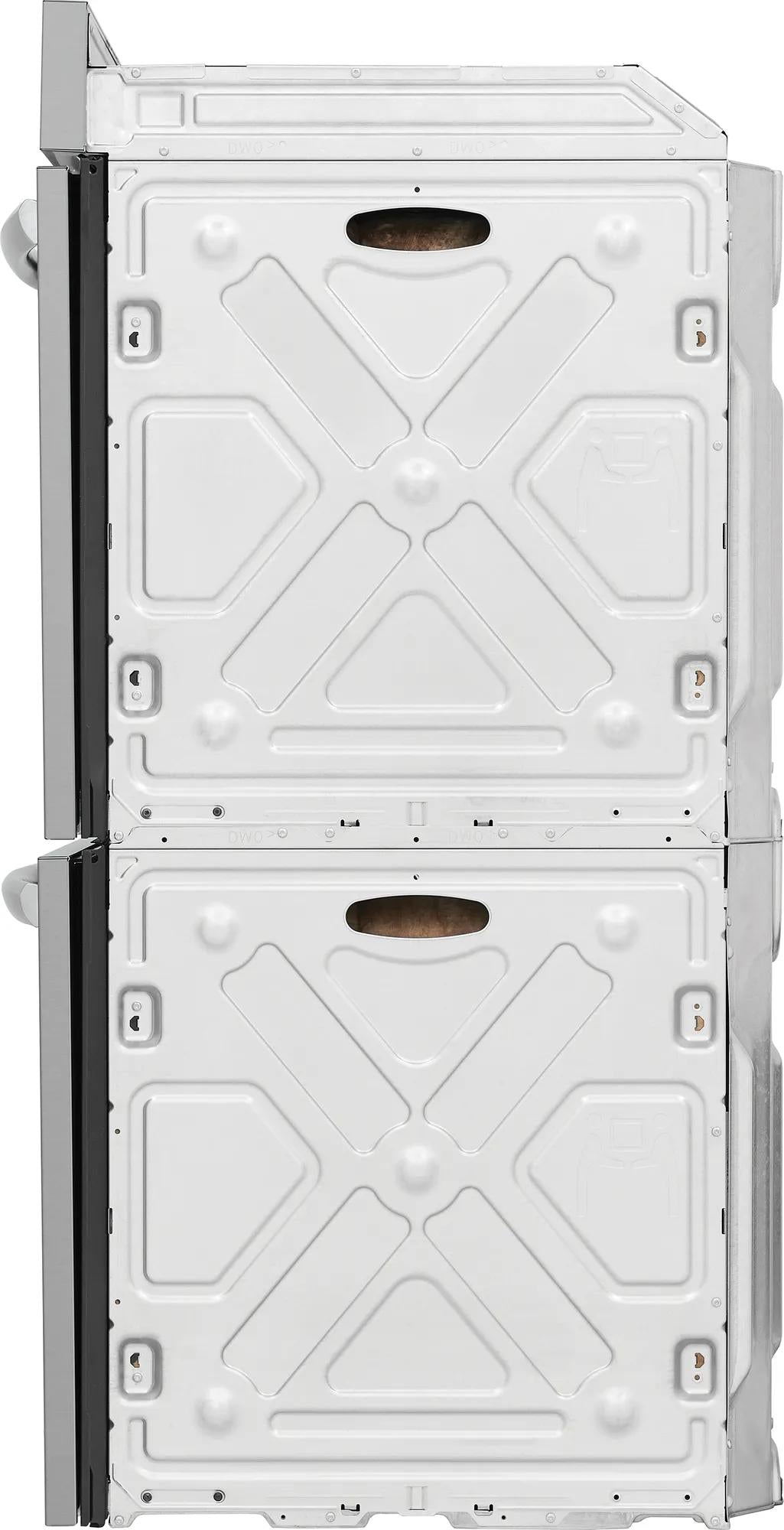 Side view of a white double electric wall oven unit showing metal exterior panels from Double Wall Ovens collection