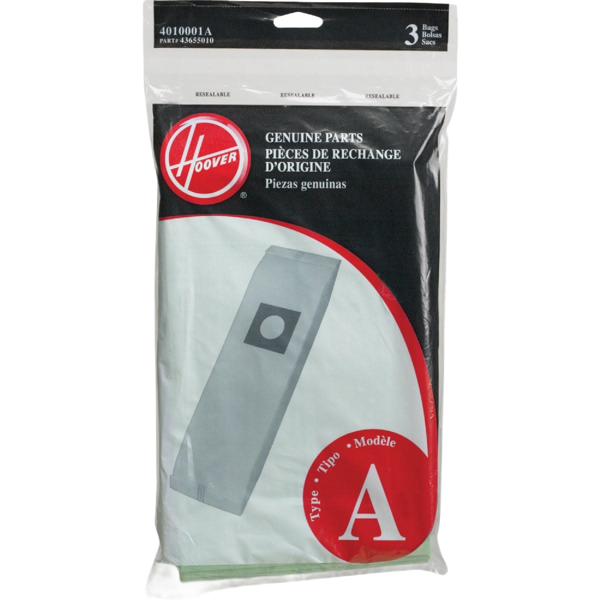 Pack of three genuine replacement vacuum bags for home cleaning and improvement tasks with resealable packaging
