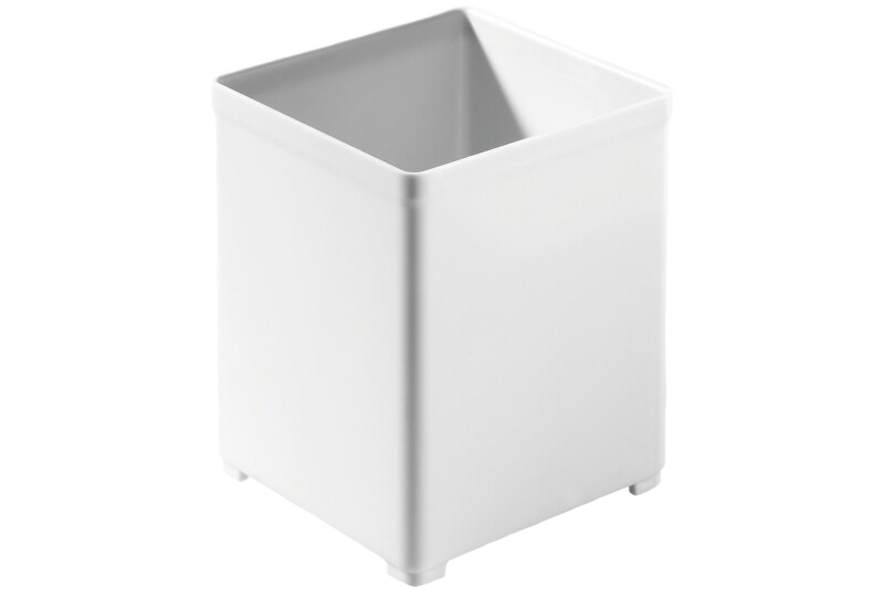 Small white storage container ideal for organizing tools, hardware, or countertop accessories in workshop or home settings