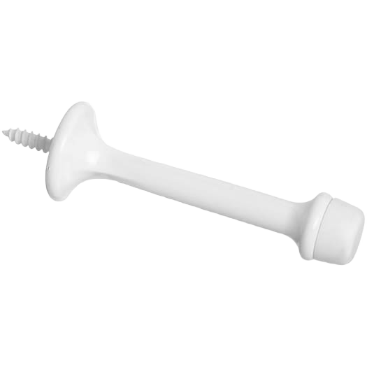White rigid door stop with screw base for easy installation, designed to protect walls in home improvement projects