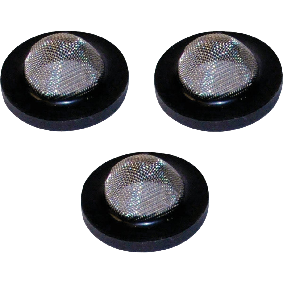Set of three rustproof screen washers designed for washing machine and dishwasher hose filters in plumbing parts repair