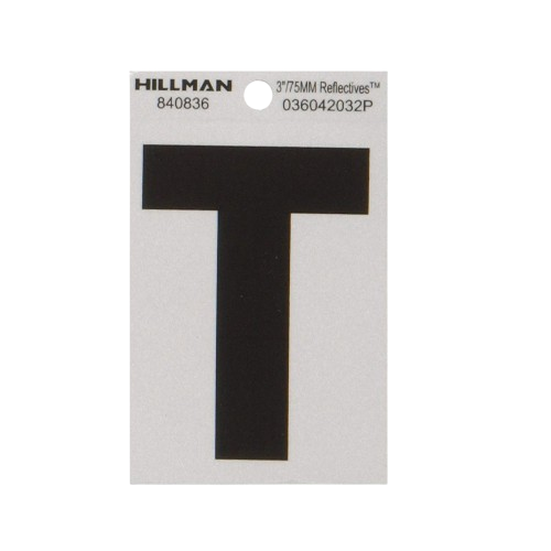 Black and silver reflective Mylar letter T for hardware and home improvement use under $50 collections