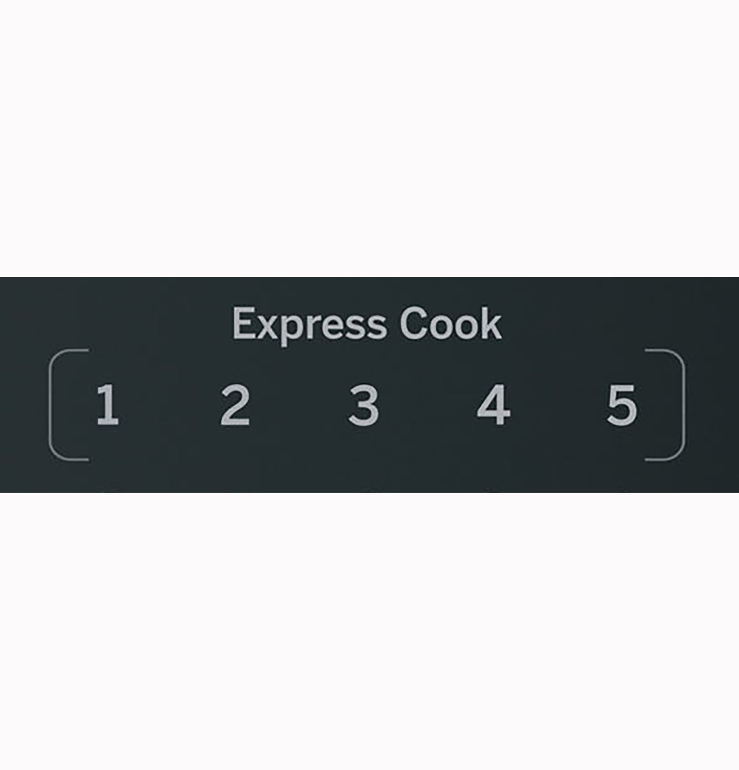 Close-up of microwave control panel showing Express Cook numeric buttons from 1 to 5 on black background